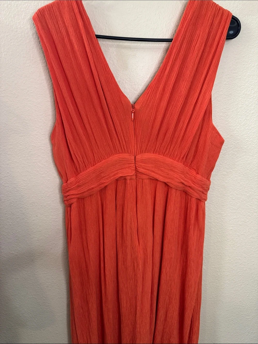 New York & Company Sleeveless V-Neck Maxi Dress in Coral Orange